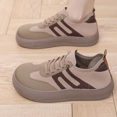 Туфли женские весенне-осенние новые ретро дышащие на одной педали повседневные туфли для мамы на шнуровке универсальные женские кроссовки