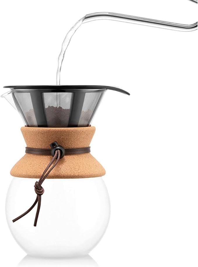BODUM POUR OVER Pour Over Stainless Steel Mesh Filter Drip Type Coffee Maker 1L with Cork Cover [Genuine Product] 11571-109