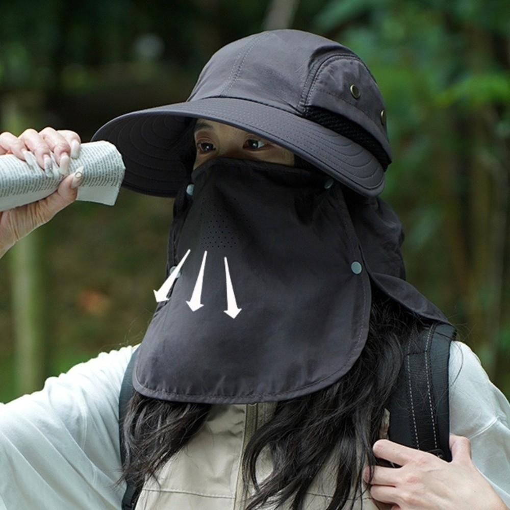 Breathable Fishing Hat Waterproof Full Face Coverage Hat Professional Neck Flap Sun Hat  Summer