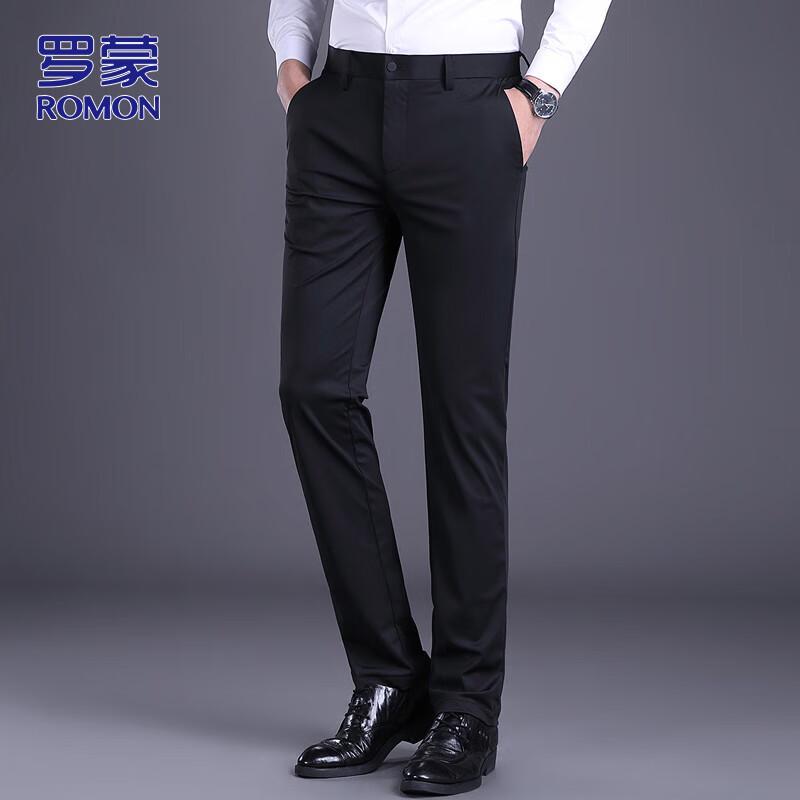 ROMON Men's Autumn/Winter Straight Fit Business Casual Pants