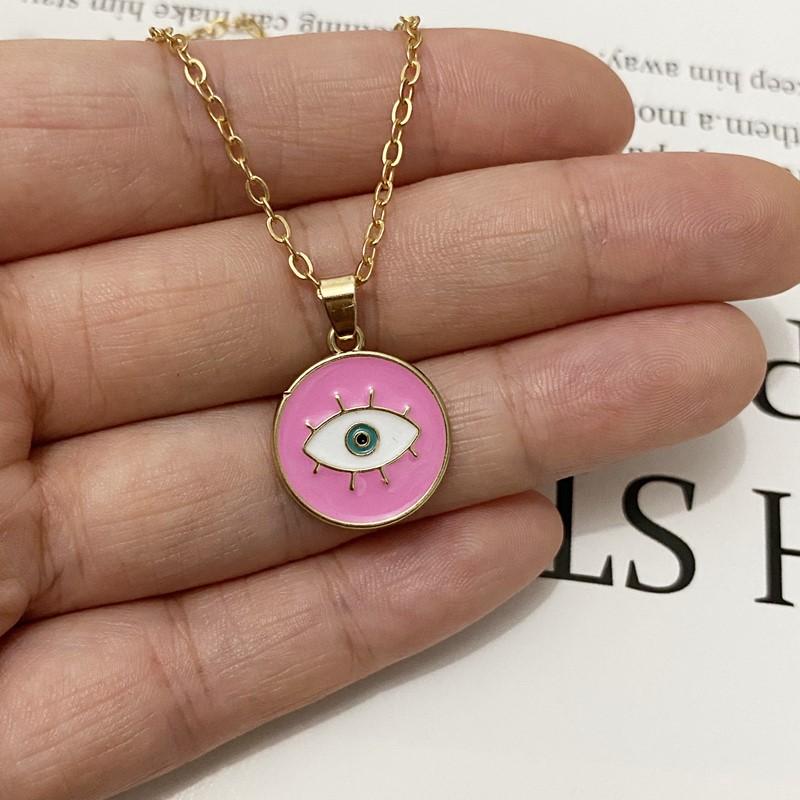 1PC Enamel Evil Eyes Pendant Necklace For Womens Zircon Big Turkish Eye Chains Choker Necklaces Clavicel Chains Lucky Zircon