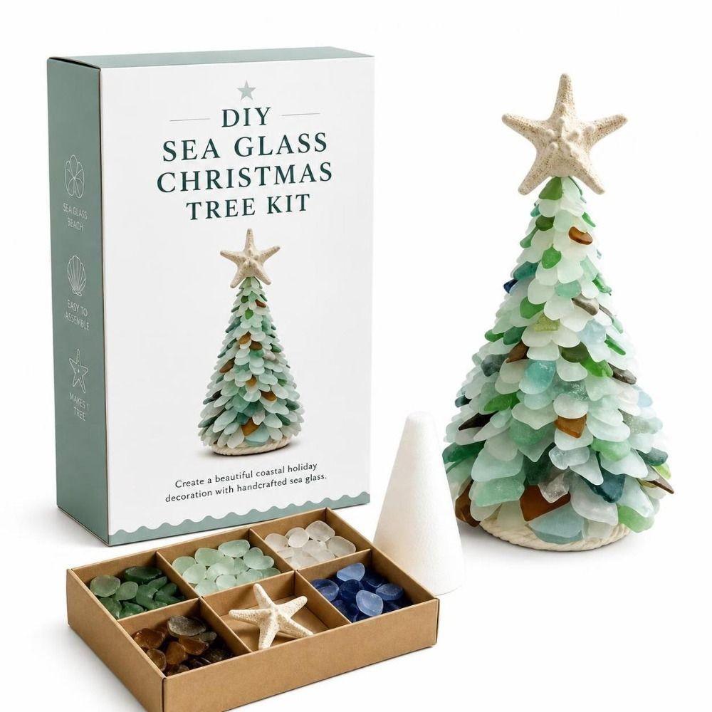 Pebble Stones Sea Glass Tree Kit 3D Design Christmas Craft Set Sea Glass Craft Set Home Decor