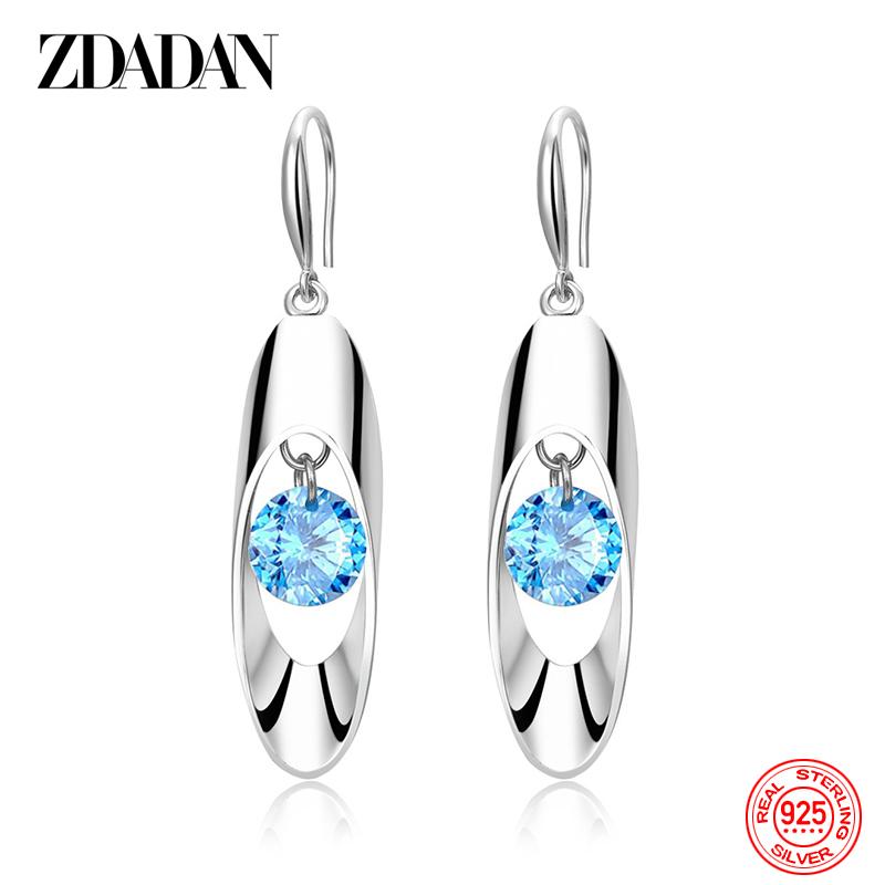 925 Sterling Silver Hollow Round Long Drop Earrings for Women Fashion Wedding Jewelry Gift