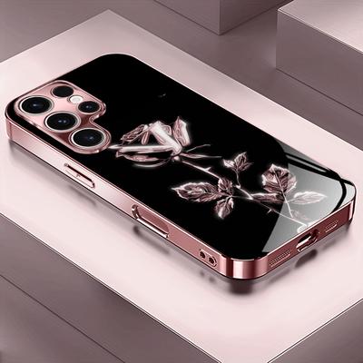 Стеклянный чехол для телефона с дизайном розовой розы, подходит для Samsung Galaxy S26 S25 S24 S23 S22 S20 FE/Ultra/Plus, противоударная задняя крышка