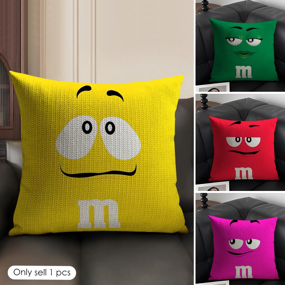 Милая забавная арт M-M&M'S Наволочка Летняя Дышащая Лен Органическая ткань Двусторонняя печать Чехол для подушки на диван Домашний декор