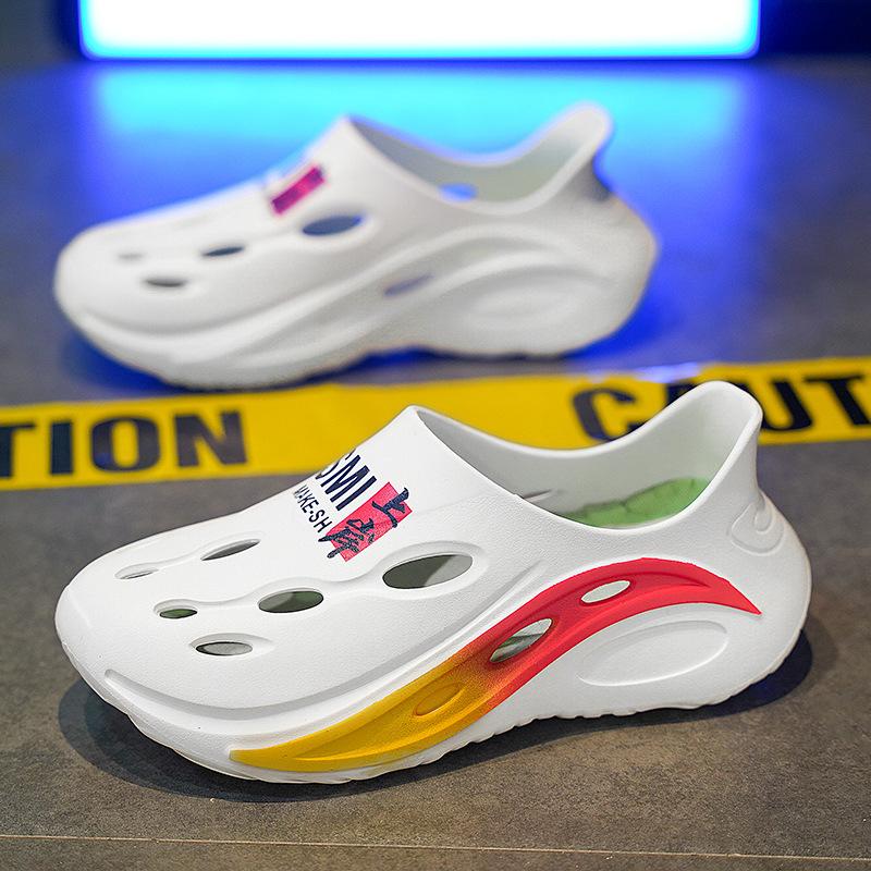 Премиальные дырчатые туфли мужские летние спортивные шлепанцы летние новые нескользящие пляжные сандалии для вождения шлепанцы