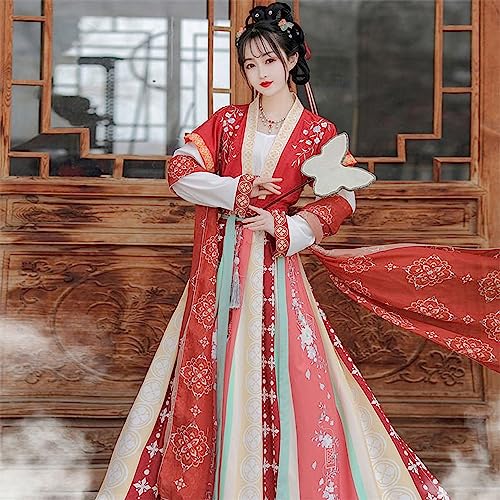 [Hosaku Co., Ltd.] Женский костюм Ханьфу эпохи Тан Древнего Китая, Косплей, Костюм для фотосессии, Наряд Классической Красоты, Хэллоуин, Сценическое выступление