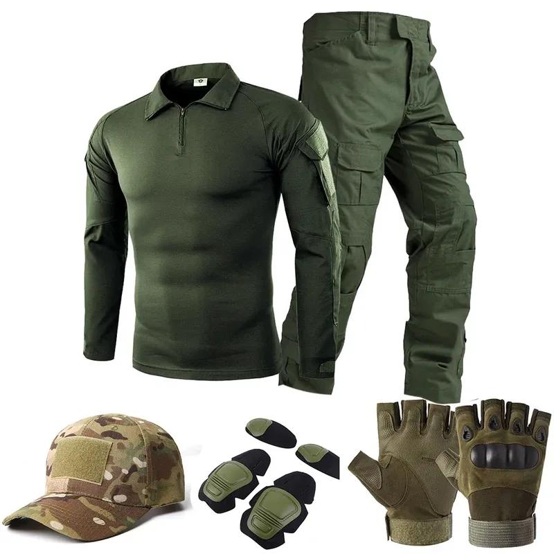 Тактические Униформы Костюмы Milit Outdoor Камуфляжный Костюм Охотничьи Рубашки Брюки Рыбалка Тренировка Airsoft Paintball Одежда Комплекты