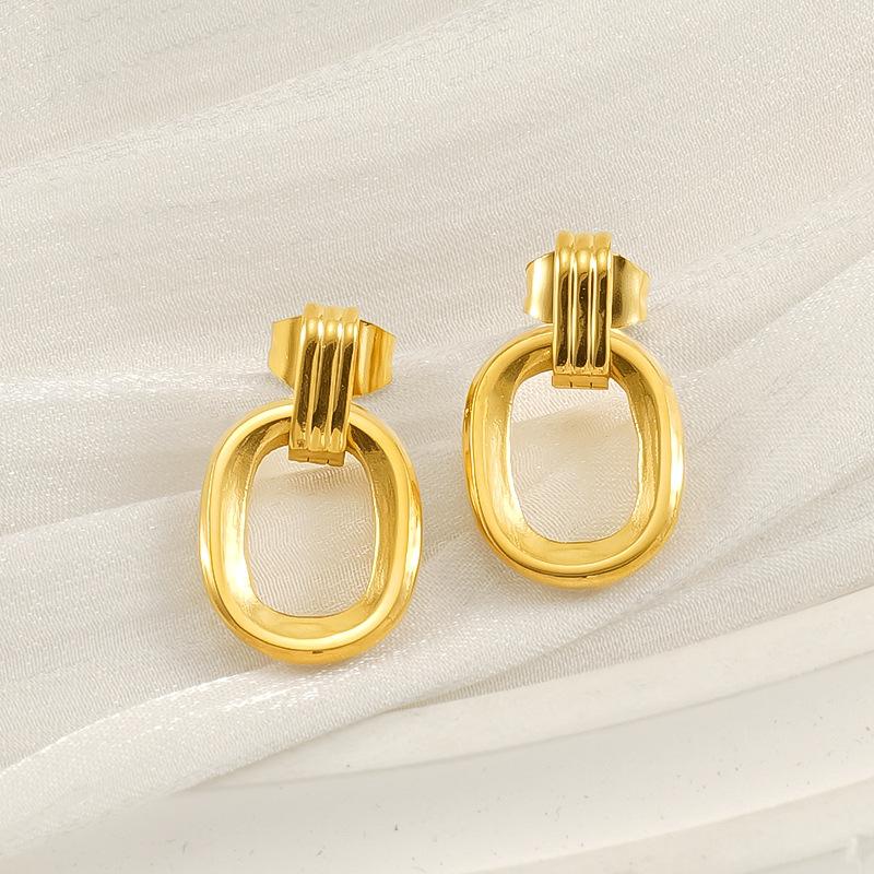 Круглые геометрические серьги-гвоздики из нержавеющей стали в стиле ретро для женщин, трендовые серьги высокого класса