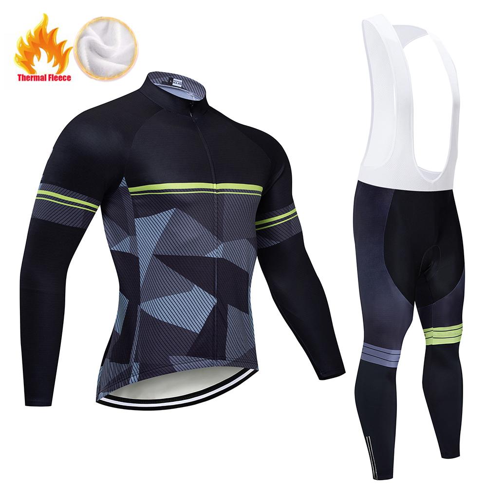 2025 New Fleece Men's Cycling Jersey Winter Cycling Sets Warm Long-sleeved Suit Soad Bike Bicycle Jacket Overalls Riding Suit