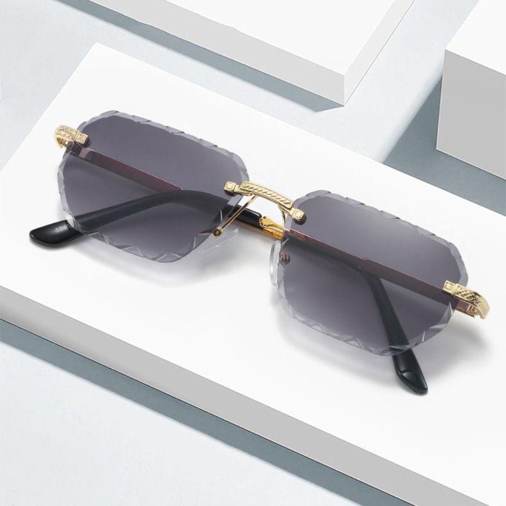 Frameless Rimless Sunglasses Square Driving Eyewear Personality Men Sunglasses Unisex