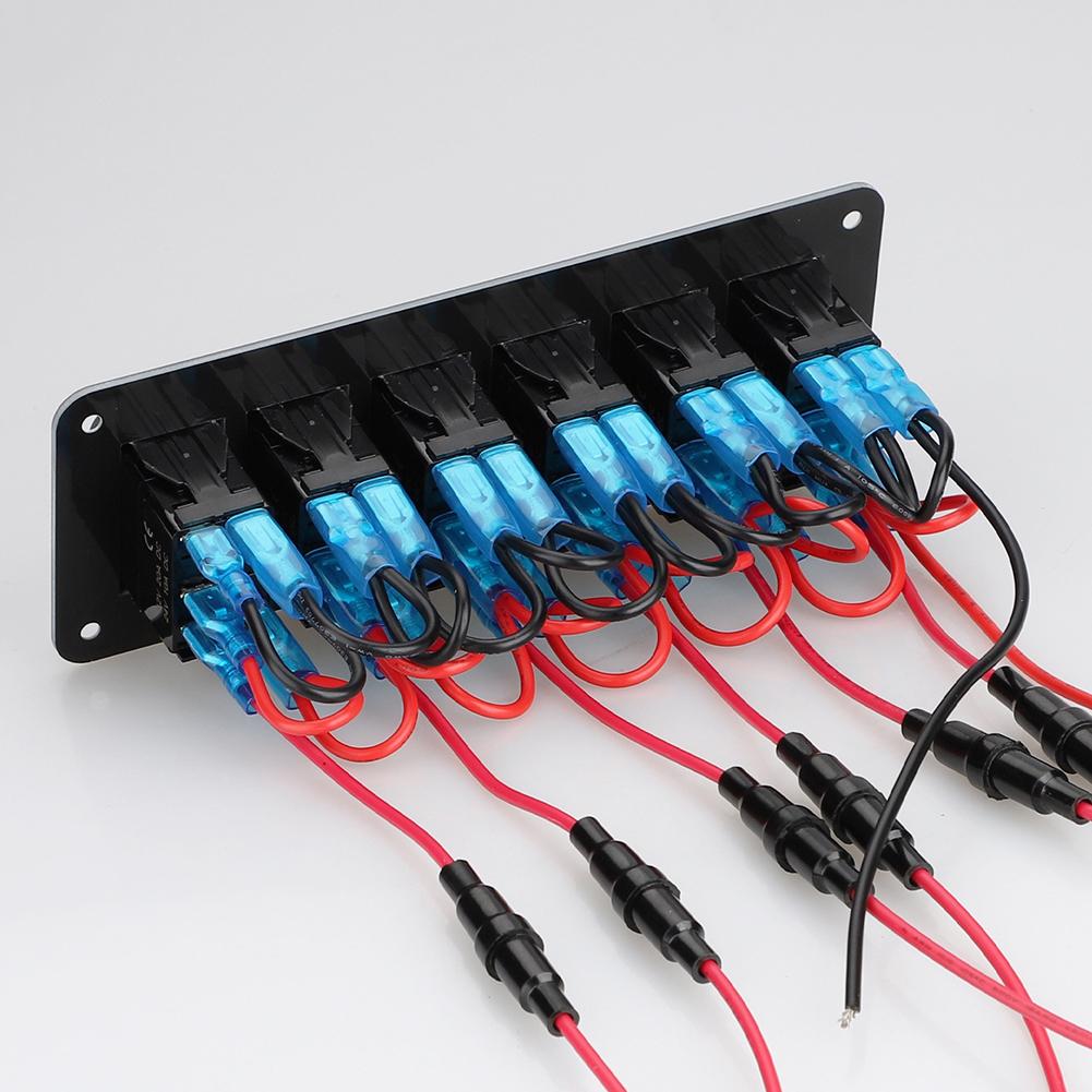 LED Backlit 6 Gang Rocker Switch Panel Compatible with 12V 24V Automotive Marine RV Truck and Off-Road Electrical Setups