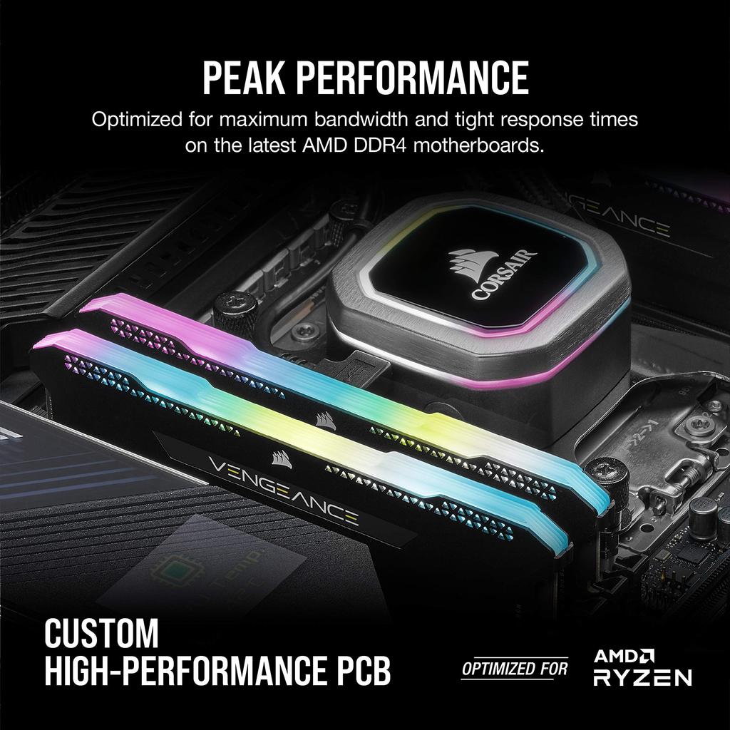 Corsair Vengeance RGB PRO SL 16GB DDR4 4000MHz C18 Optimized for AMD Ryzen Desktop Memory Ultra Bright RGB Custom Performance Tight Response Intel XMP