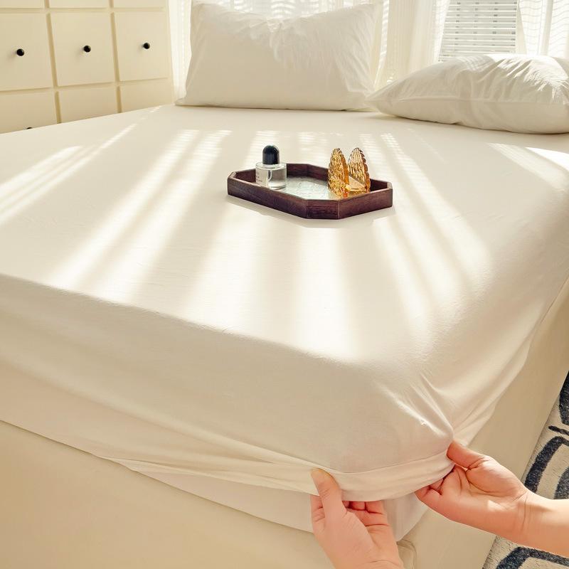 Постельное белье современного дизайна, из ткани с принтом в виде узора «линеллае» светло-зеленого цвета, хлопок, дышащее, наматрасник, красочная простыня на резинке с наволочкой