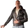 Mens Winter Brown PU Leather Flight Jacket With Fur Collar Large Pockets Loose Fit
