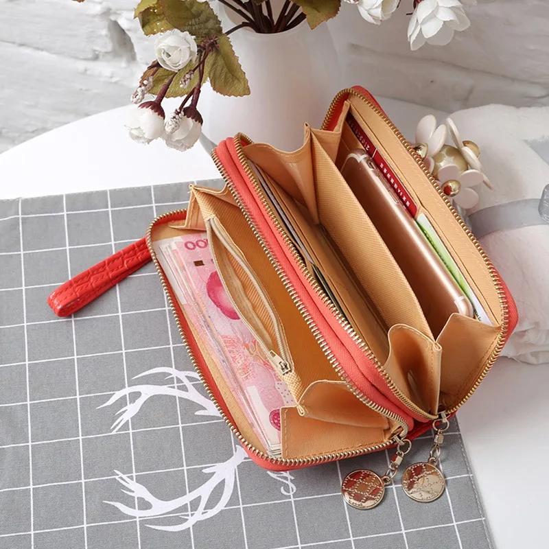 Красочные женские кошельки с двойной молнией, женский кошелек, модный кошелек, женская длинная дизайнерская сумка, сумка для телефона