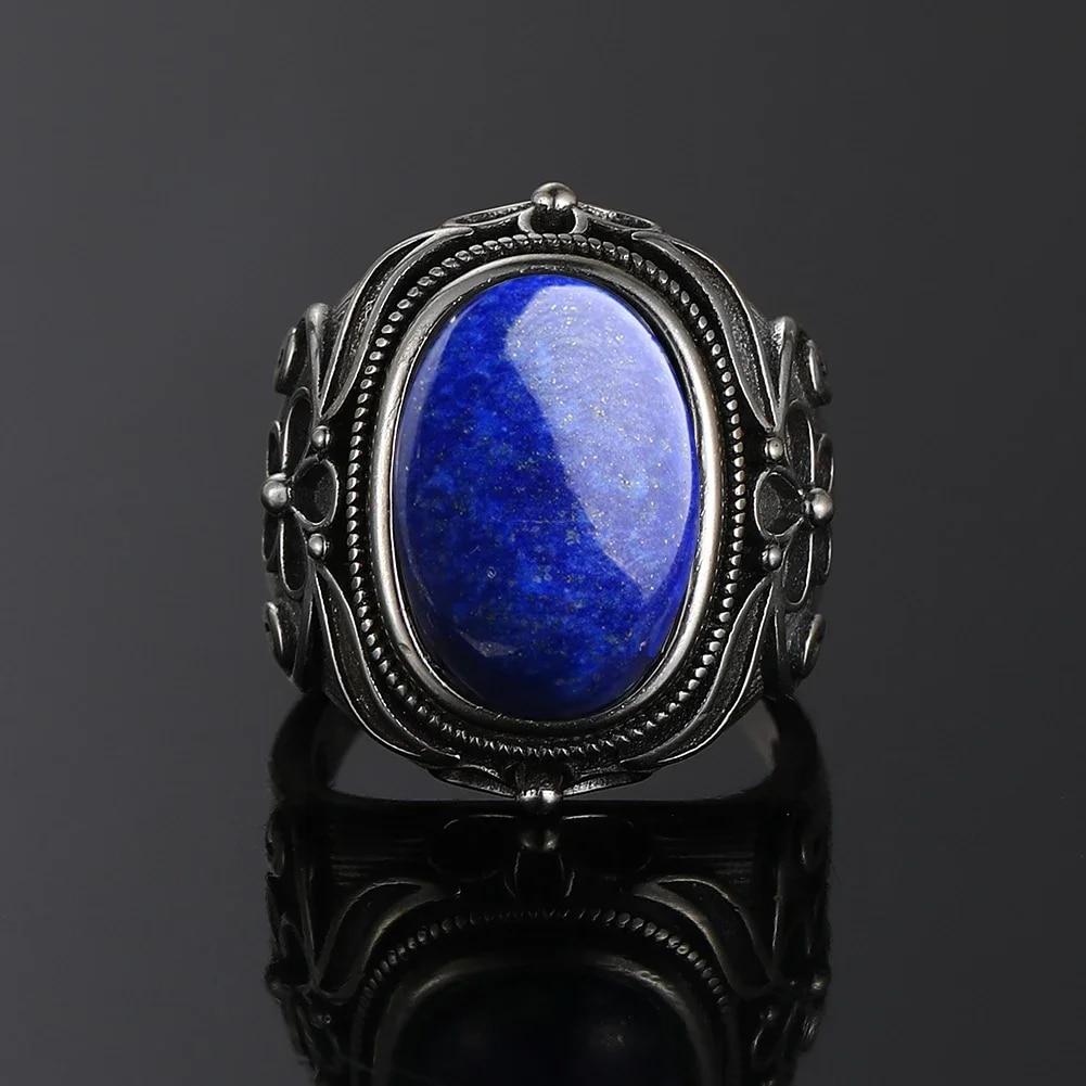 Натуральное большое овальное кольцо из натурального лазурита для женщин, подарок, винтажное большое кольцо, оптовая продажа ювелирных изделий