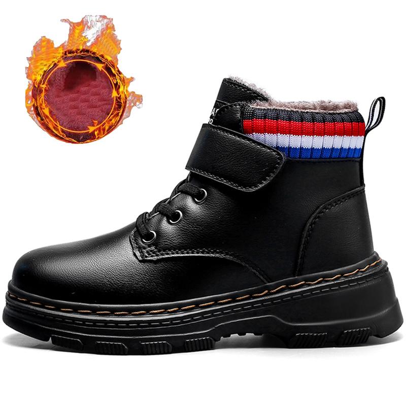 Зимние детские плюс бархатные ботинки для мальчиков. Хлопчатобумажная обувь в больших зимних сапогах.