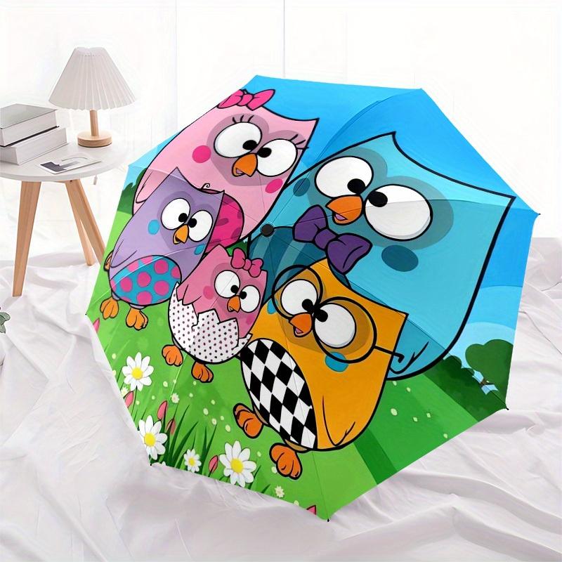 1pc Owl Family Themed High-quality Umbrella,Automatic Opening and Closing Umbrella,Multi-functional Umbrella G0811332