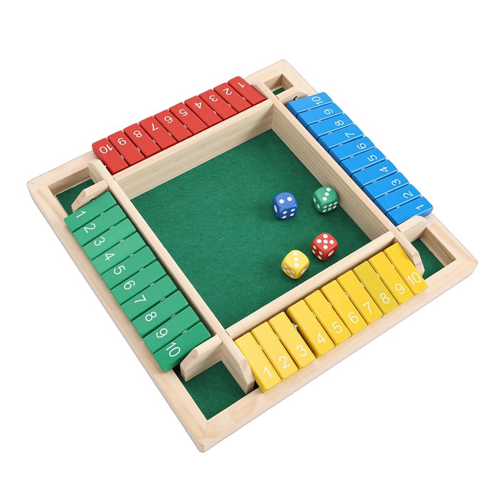 Игра "Shut The Box" Деревянная доска и 8 кубиков Настольная математическая игра для 2-4 игроков Семейные путешествия и встречи