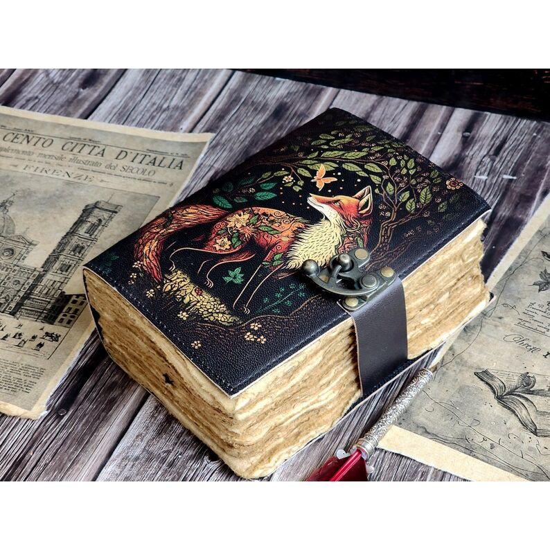 Handmade Leather Journal For Men Women Grimoire Book For Traveling Sketchbook Birthday Gift. ( 200 Pages )