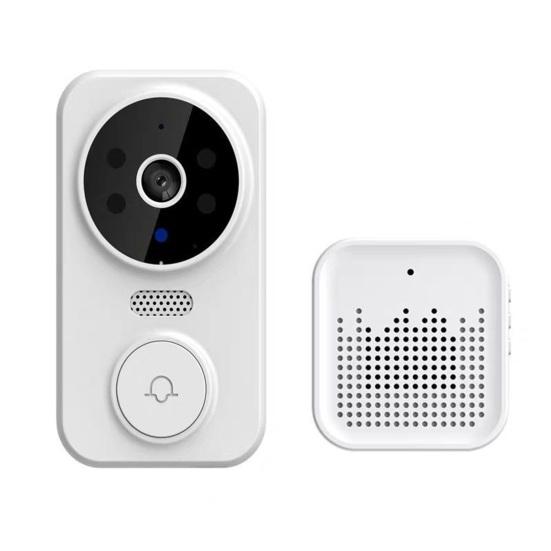 1 Set Wireless Door Bell with Receiver High Resolution Camera 2.4G WiFi Remote Video Visual Two-Way Audio Night Vision Cordless Security Doorbell