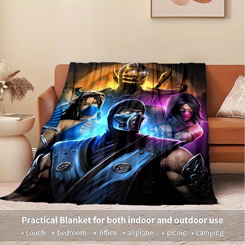 1pc Mortal Kombat,Sub-Zero,Mileena Digital Print Flannel Blanket - Contemporary Style, Suitable for All Seasons, Perfect for Home, Travel, o