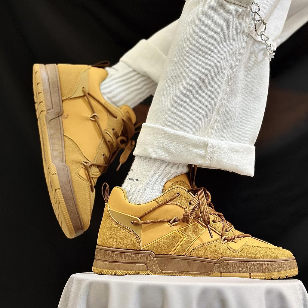 Горячая Распродажа Желтые мужские кроссовки для скейтборда 2024 Модные кроссовки на платформе для мужчин Дышащая нескользящая уличная повседневная спортивная обувь для мужчин