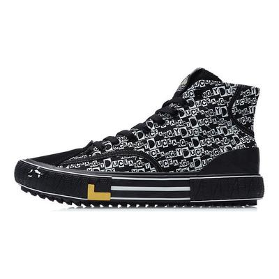 Li Ning Disney X Collaboration Повседневные противоскользящие прочные высокие кроссовки для скейтбординга Унисекс кроссовки для скейтбординга Черные AGCR179-1
