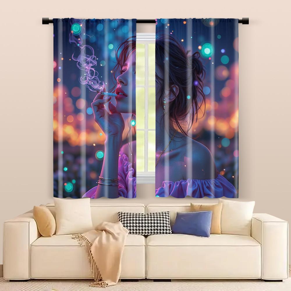 2 шт.   фильтрующие шторы (исключая стержни   неподвижный   без батареек) Аниме-девушка для использования в спальнях и гостиных