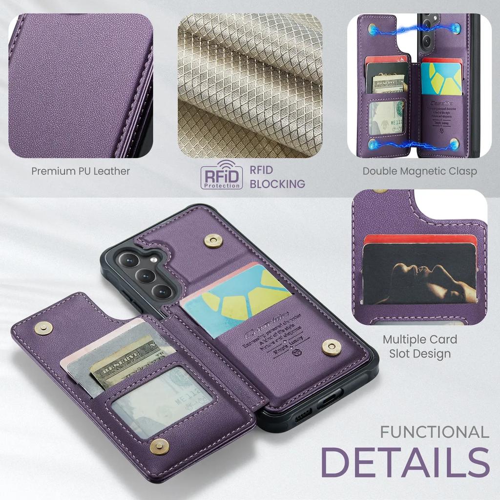 Для Samsung Galaxy S23 S22 S21 S20 Ultra Кошелек-чехол с держателем для карт и RFID-блокировкой из полиуретана с подставкой и магнитной застежкой