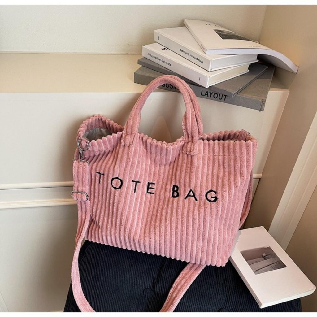 Вместительная сумка через плечо, Женская сумка через плечо, Популярная и универсальная женская сумка из полосатого бархата, Сумка-тоут для переноски писем