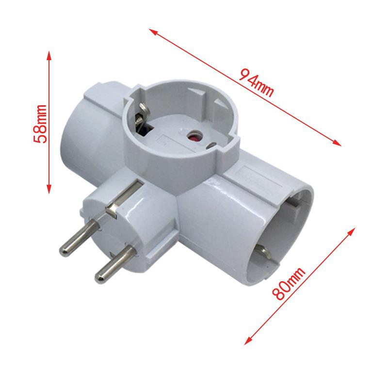 16A Euro/German Standard 1-to-3 Power Converter Plug for Germany, Spain, Russia - Wireless 1-out-3 Socket Adapter