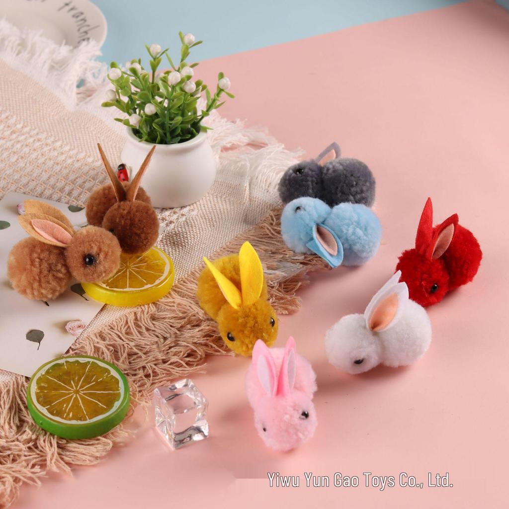 Large Cartoon Rabbit Pompom Hair Clip & Scarf Pin - DIY Creative Accessory for Bags & Clothing