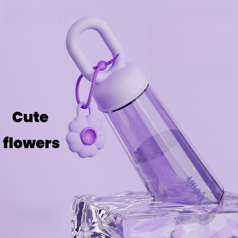 500ML Portable Large Capacity High-value Women's Plastic Water Bottle Outdoor Sports and Fitness Petal Handheld Water Bottle