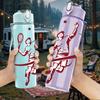 1PC Badminton Racket Sport 750ml Color Plastic Sports Water Bottle Leakproof Flip Straw Lid Suitable for Sports Office Home Use
