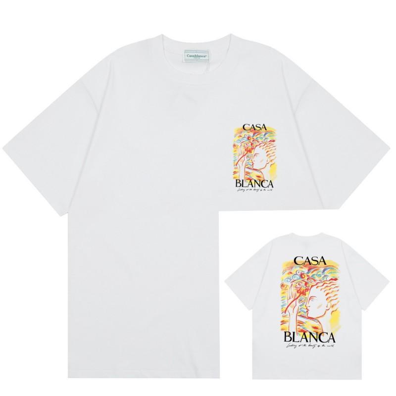 Men Women Streetwear Short Sleeve T-Shirt With Geometric Letter Print Loose Fit Cotton Tee Casual