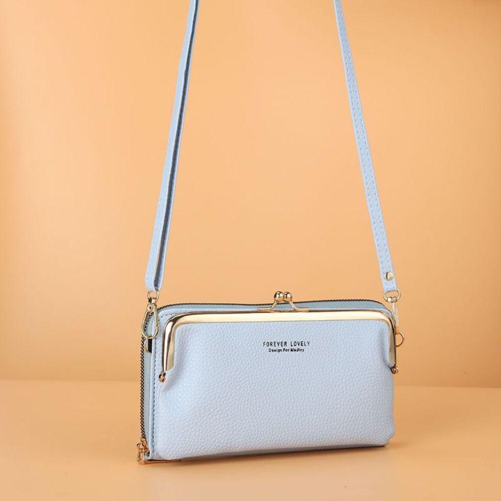 Однотонный кожаный кошелек на молнии для женщин, держатель для карт, модная сумка через плечо для телефона