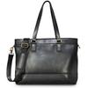 VORQIT Tote Bag Genuine Leather Cowhide Business Bag Large Capacity 2way 3 Layer B4 PC Men's (04.Black)