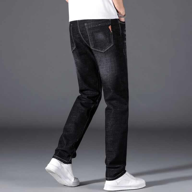 Летние джинсовые брюки стрейч больших размеров для мужчин, свободного кроя, повседневные, деловые, длинные