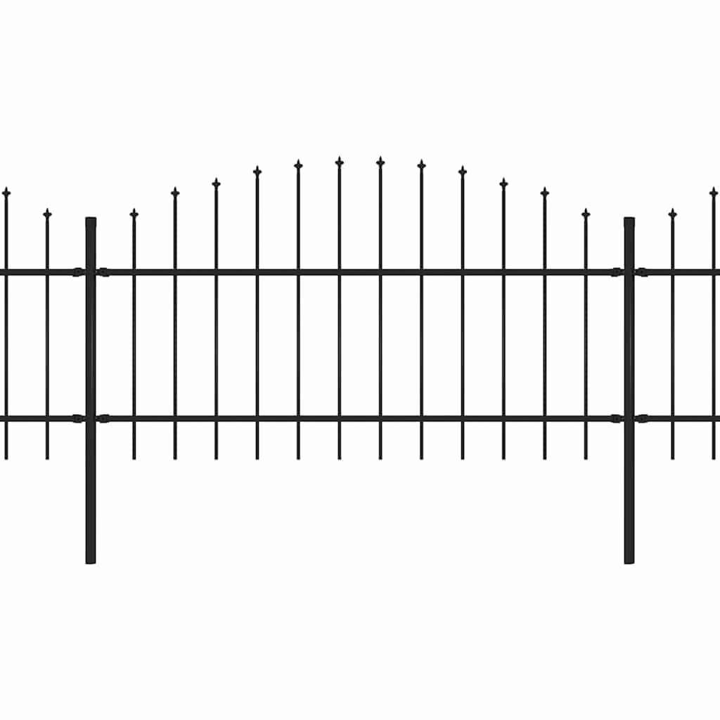 Spear Tipped Steel Garden Fence 359 x 125 cm Black