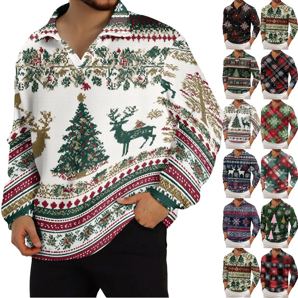 Men's Casual Collared Long-Sleeve Knit Base Layer Top