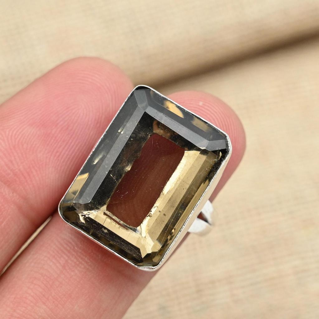 Дымчатый топаз, великолепный драгоценный камень, твердое серебро 925 пробы, ювелирные изделия ручной работы, кольца, все размеры