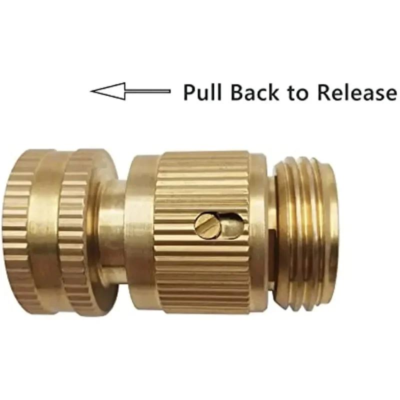 2 шт. Садовый шланг-адаптер из цельной латуни, 3/4 дюйма, угловой соединитель 90 градусов и быстроразъемное соединение для шланга 3/4 дюйма