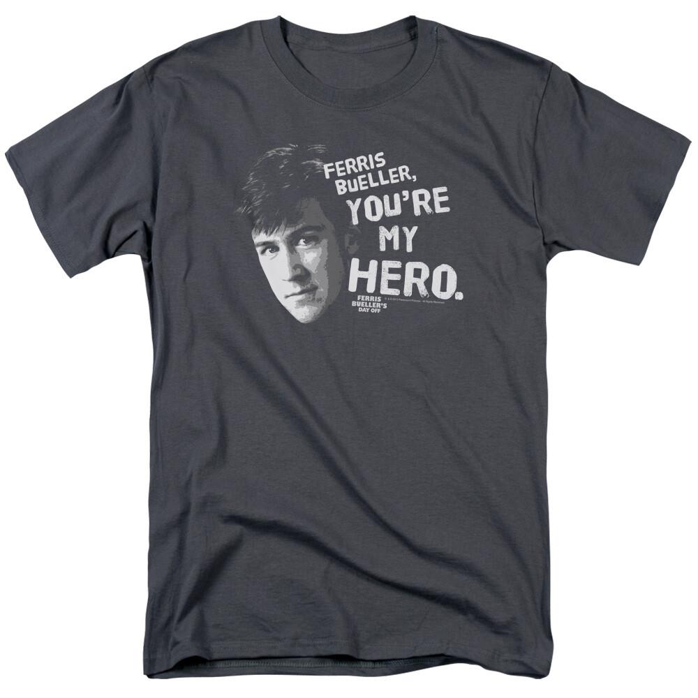 Ferris Bueller's Day Off My Hero T Shirt Mens Licensed 80s Movie Tee Charcoal