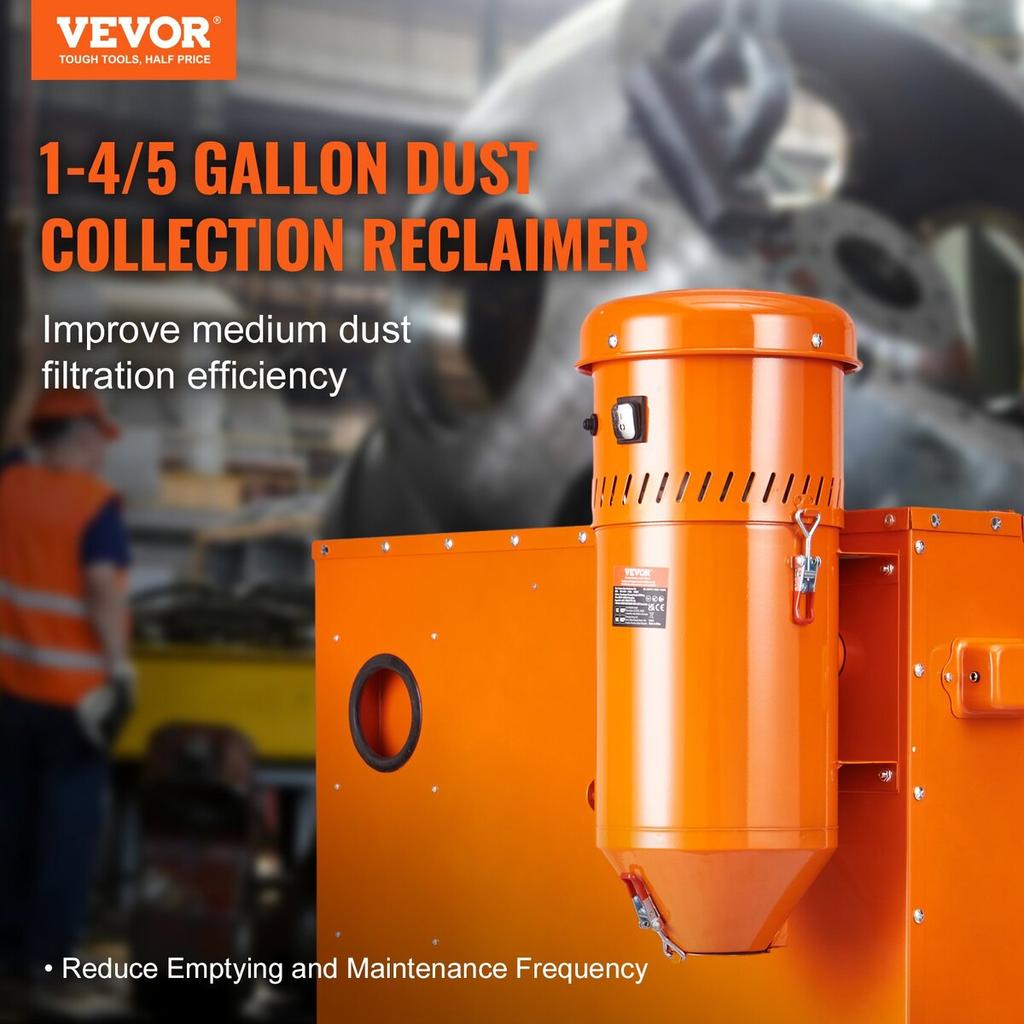 Dust Collection System: 1450W Dust Collector Media Reclaimer with 1.8 Gallon Capacity - Universal Fit for Sandblaster Cabinets and Media Blasters