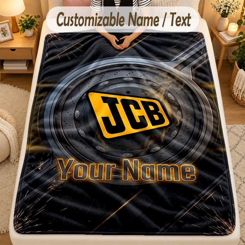 Flannel BlanketJCB Custom Name Text Personalized Soft Warm Throw Blanket Home Decor Gift