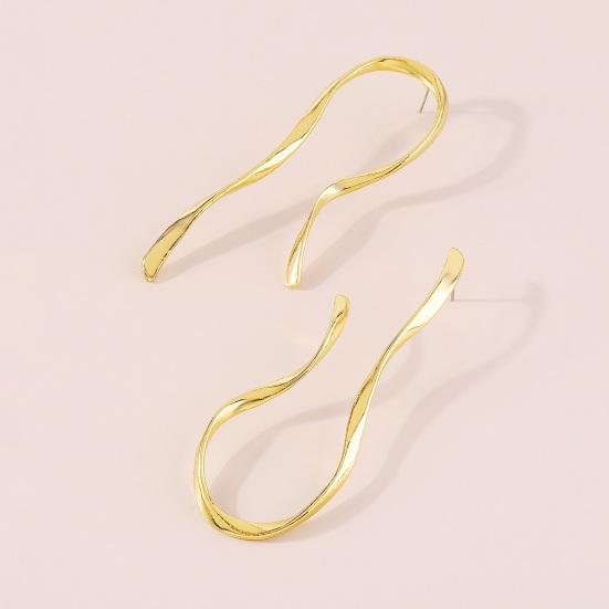 1 пара простых преувеличенных асимметричных металлических серег-гвоздиков, винтажные изогнутые серьги-капли, модные ювелирные аксессуары, подарок