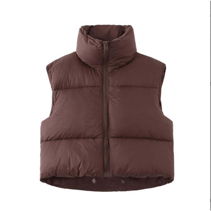 Хлопковый жилет женский осенне-зимний корейский вариант маленького ароматного ветрового воротника-стойки, новый хлопковый жилет без рукавов, куртка с застежкой-молнией Tide