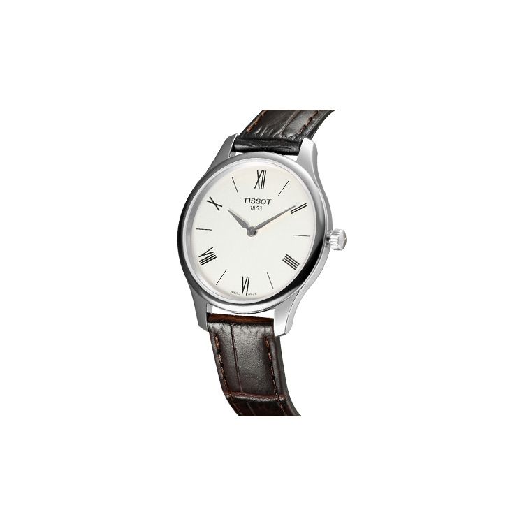 Tissot Часы серии Elegance с кварцевым механизмом, водозащитой 30 метров, 31 мм, белым циферблатом, корпусом из нержавеющей стали, кожаным ремешком T063.209.16.038.00